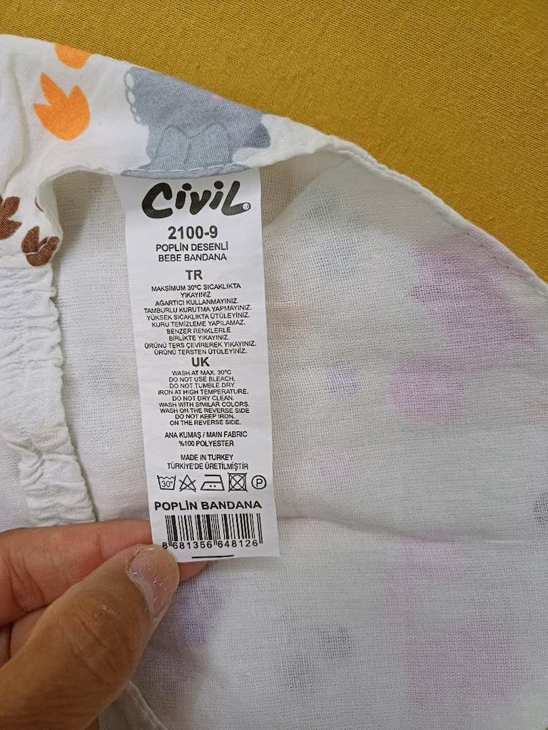 Renkli Dinozor Desenli Bebek Bandana Şapka - 3