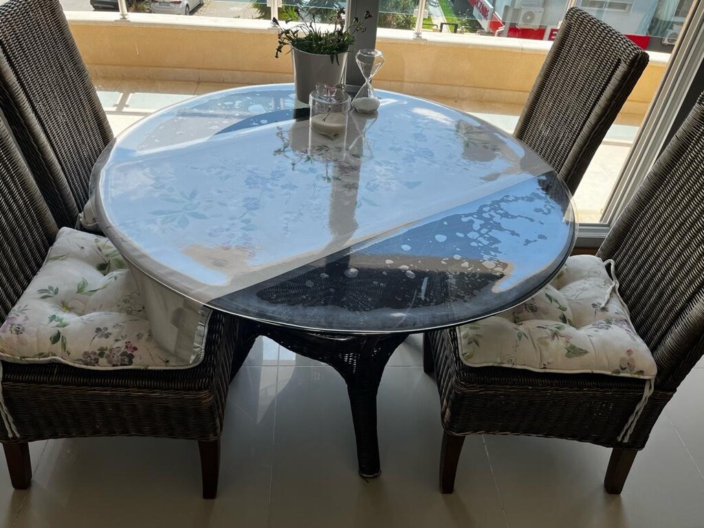 Kervan gerçek rattan camlı masa sandalye takımı - 2