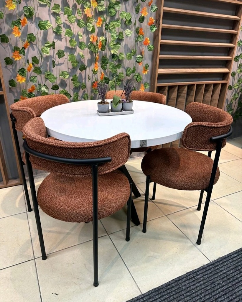 Yuvarlak Masa Sandalye Takımı, 4 Kişilik MDF Malzeme (SIFIR ÜRÜN) - 4