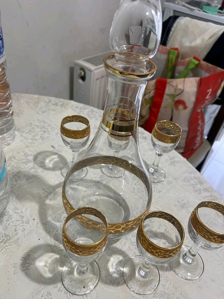 Altın varaklı antika likör takımı - 4