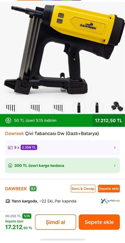 DAWREEK ÇİVİ TABANCASI SIFIR - 2