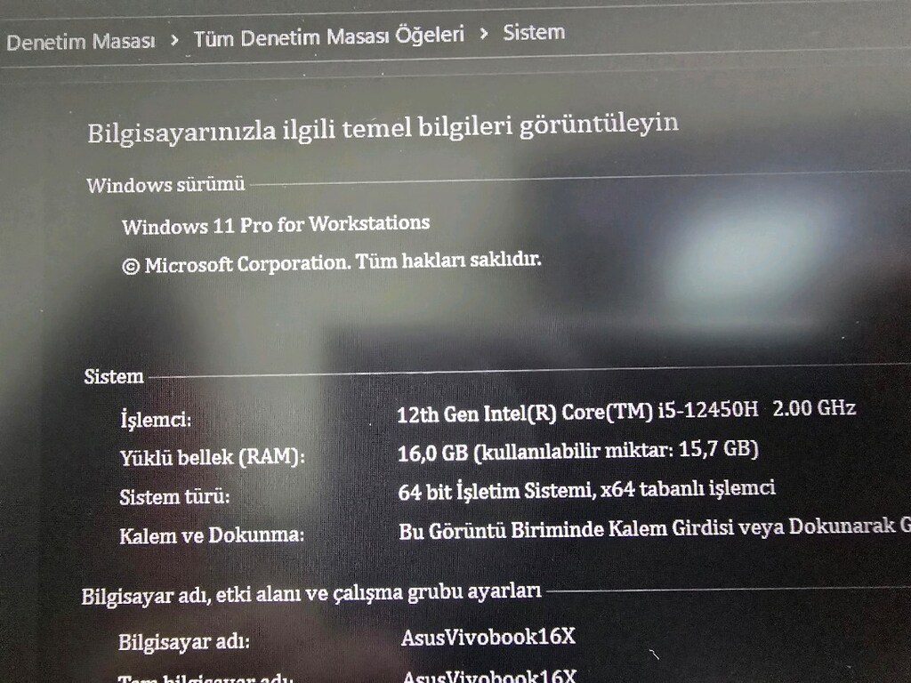 ASUS VIVOBOOK I5 12TH 2 TB M2 SSD RTX EKRAN KARTI - 7