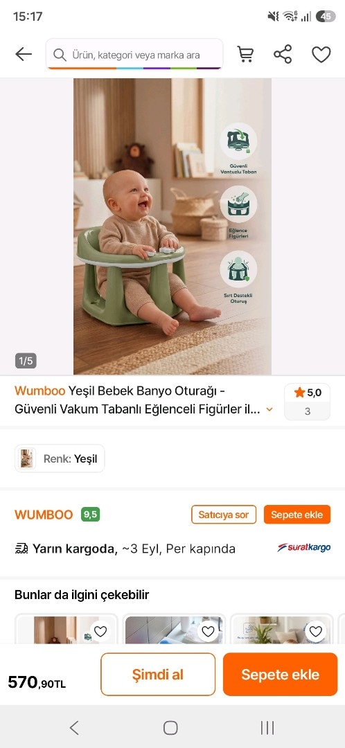 Yeşil Bebek Banyo Oturağı -Güvenli Vakum Tabanlı Eğlenceli Figürler - 5