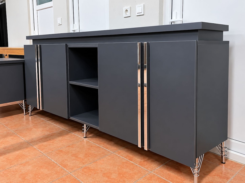 KLAS OFİS ÜSKÜDAR 200x90 cm ANTRASİT GRİ MÜDÜR MASA TAKIMI SIFIR - 4