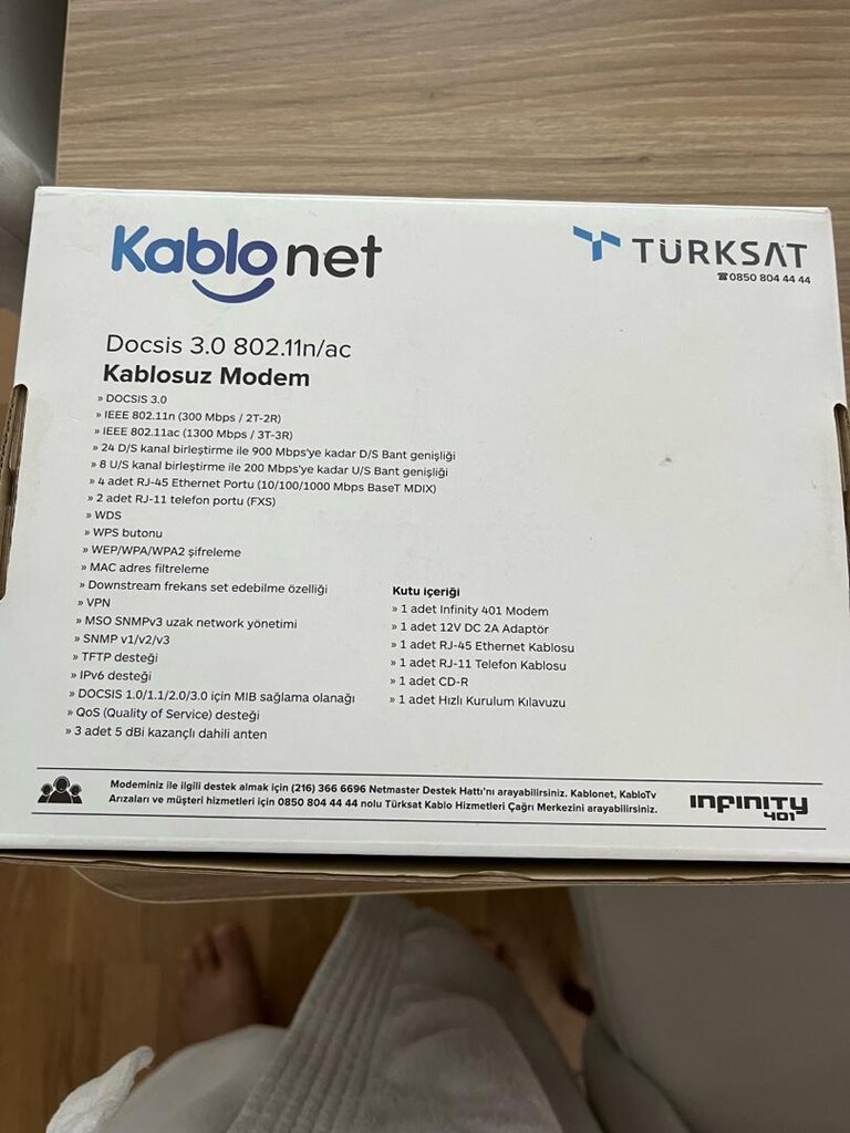 TÜRKSAT KABLONET NETMASTER DOCSİS 3.0 İNFİNİTY 401 MODEM - 6