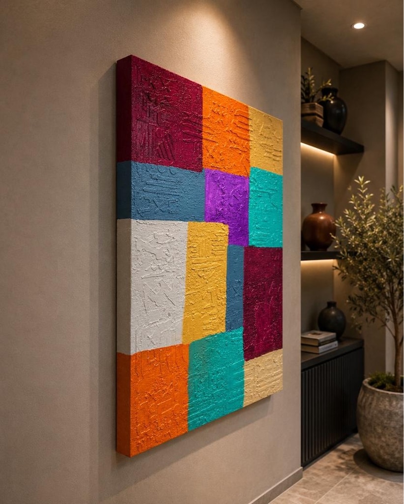TABLO 80x100 EL İŞÇİLİĞİ DOKULU TEKNİK ÇALIŞMA RENKLİ TABLO - 2
