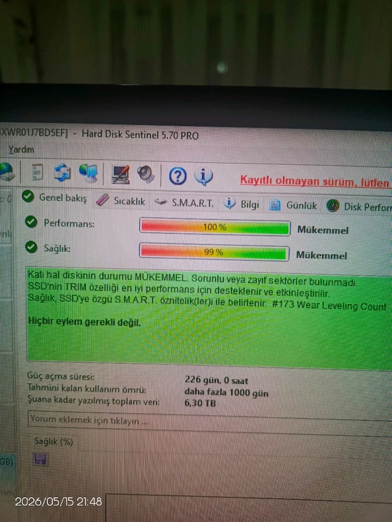 micron 512 gb sata ssd sağlık 99 sorunsuz - 2