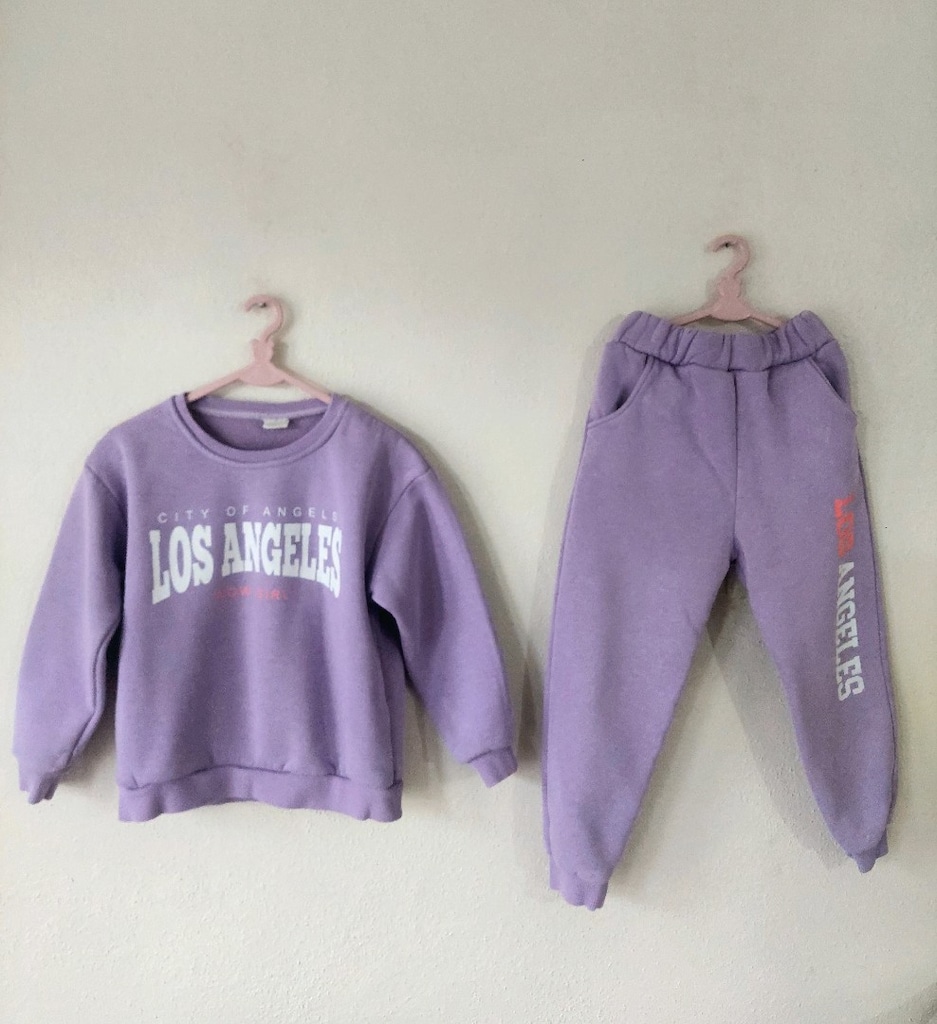 WOW yazı desen Lila sweat Eşofman Takımı - 2