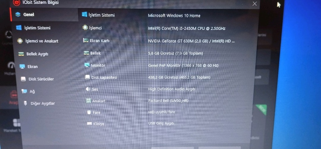 Laptop Acer packard bell i5-2450m 8 gb ram 500gb harddisk, ekran kartı - 2