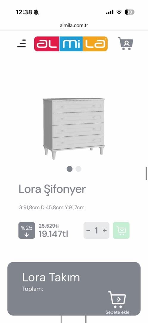 ALMİRA LORA MODELİ KARYOLA +KOMIDIN+ŞİFONYER+YATAK GENÇ ODASI - 7