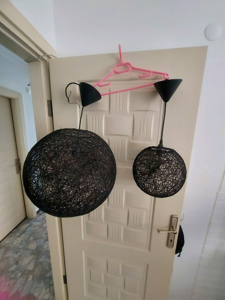 2 tane Sepet/Örme jüt ipi Siyah sarkıt