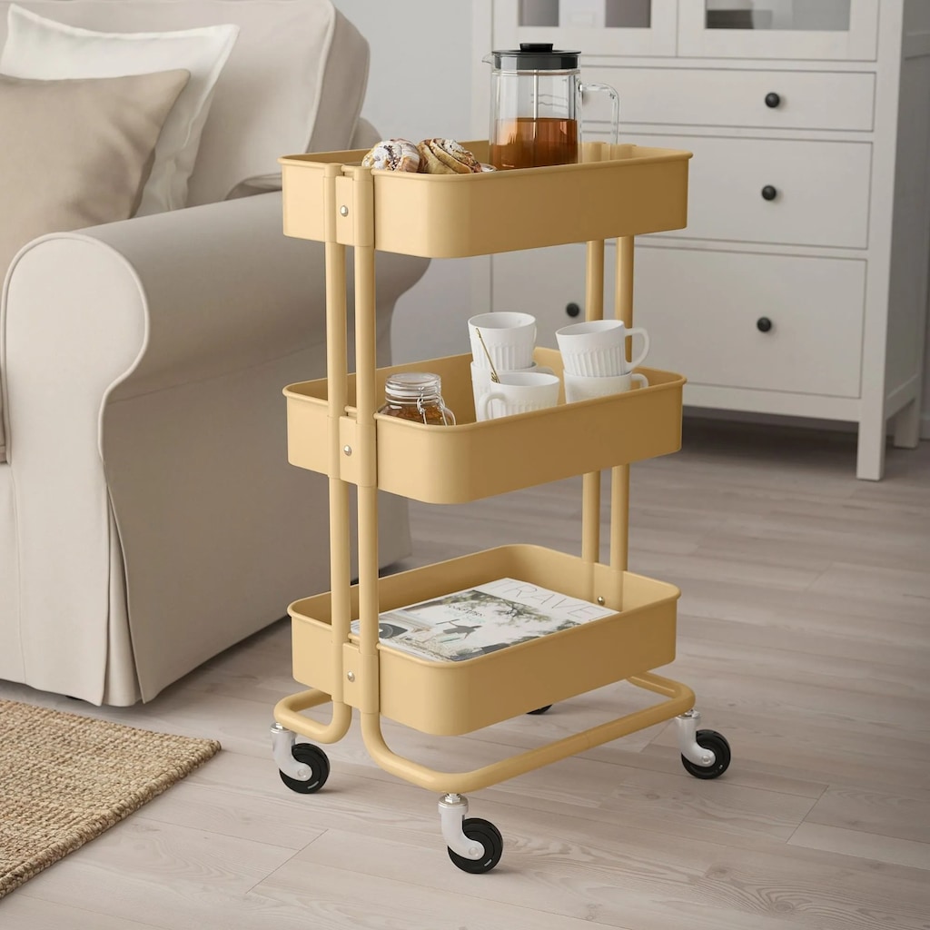 IKEA RÅSKOG Sarı 3 Katlı Tekerlekli Servis Arabası - 4