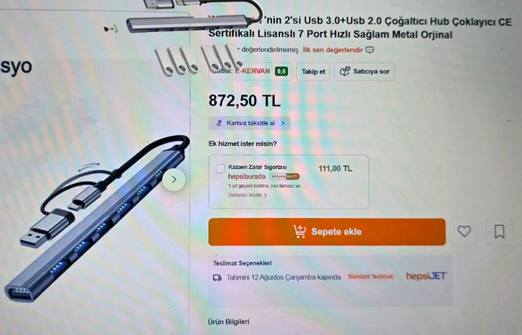 7 port USB girişli, TYPE C ve USB bağlantılı çoklayıcı. Sıfır kutulu - 11