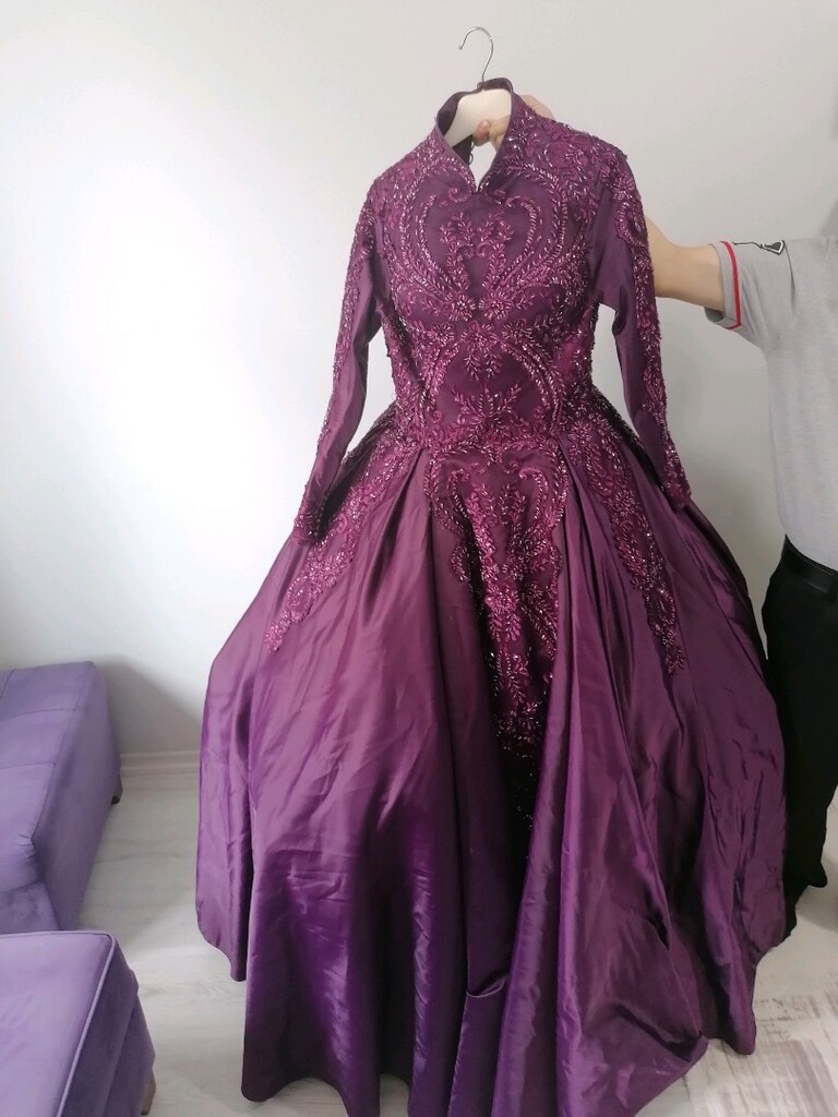 Nişanlık mor 38 beden prenses model - 11