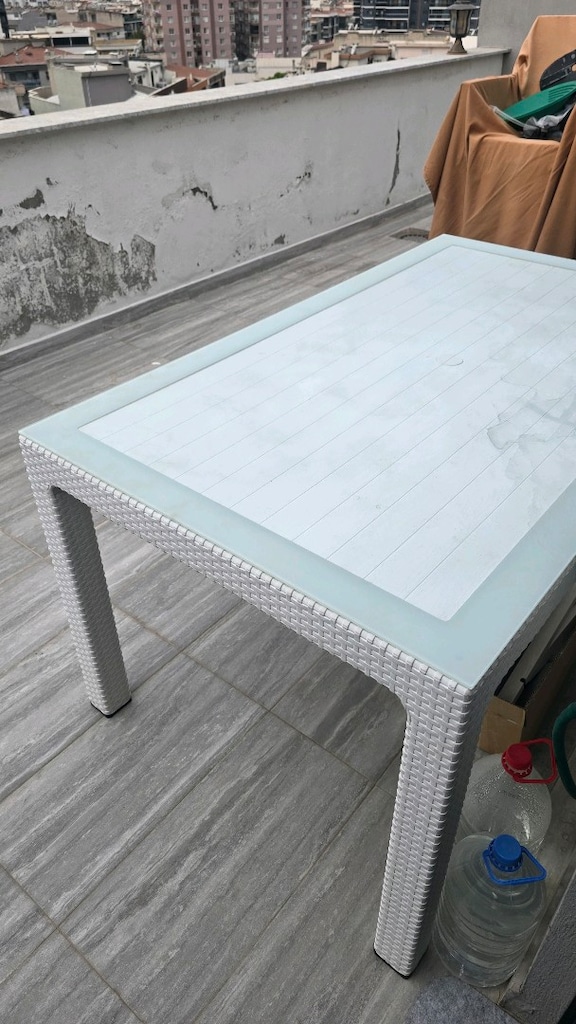 beyaz masa camlı 90x150 cm bahçe teras için - 2