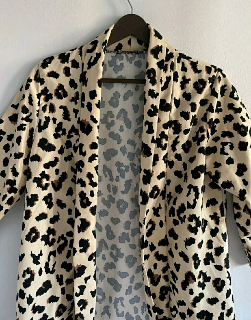 Leopar desenli ince kumaş bayan ceket - 5