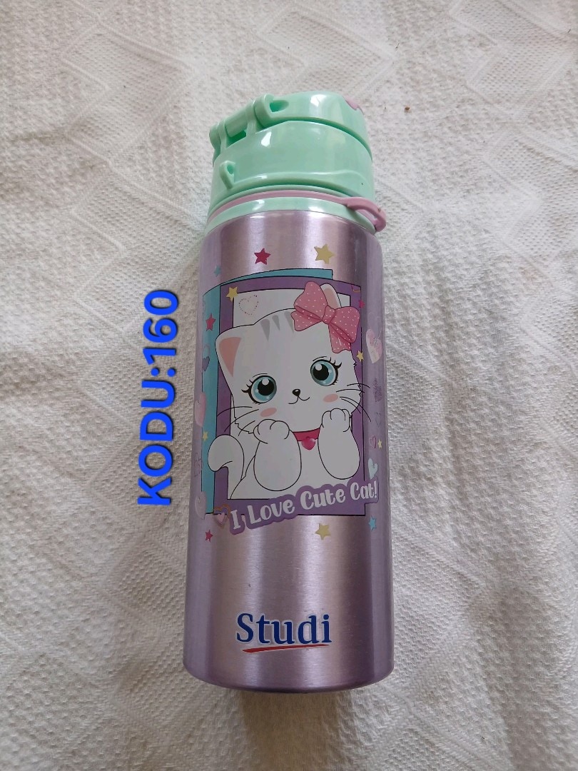 Tertemiz, Az Kullanılmış #Studi #Kedi #Desenli #Çelik #Okul #Matarası