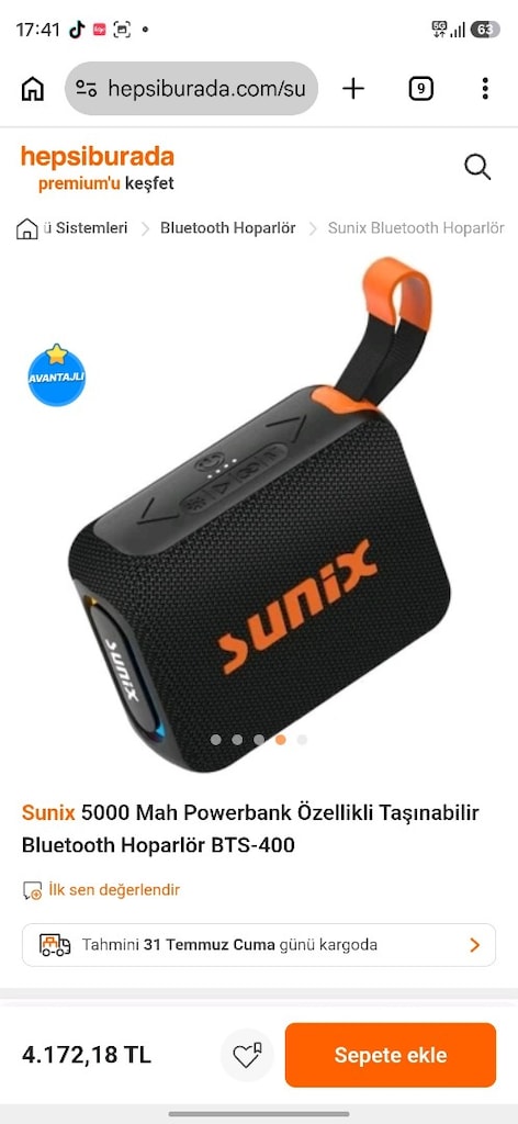 Sunix BTS-400 5000mAh Powerbank & Bluetooth Hoparlör - 4