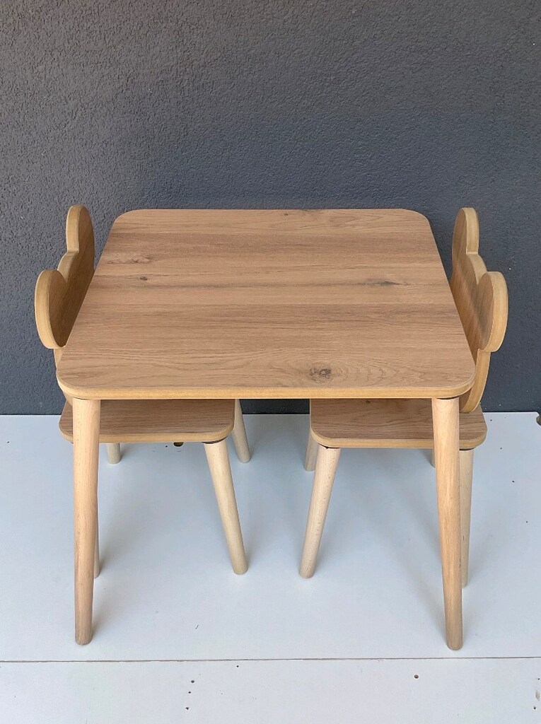 2 sandalyeli meşe çocuk masası - 2