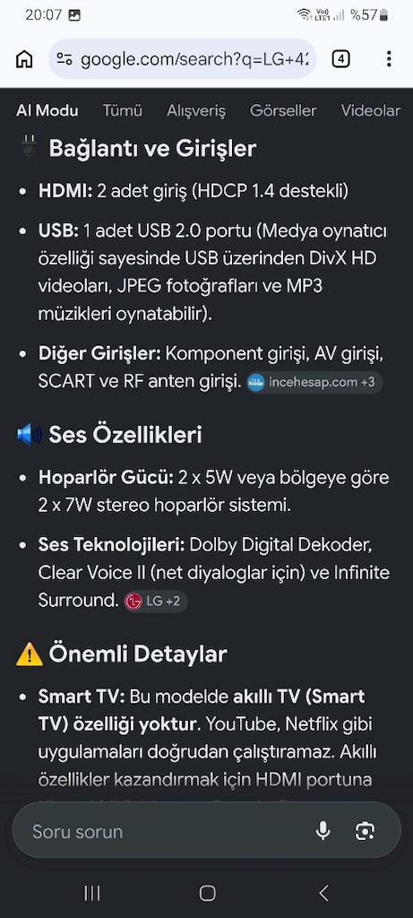 LG LCD 42 İNÇ ORJİNAL TV - 11