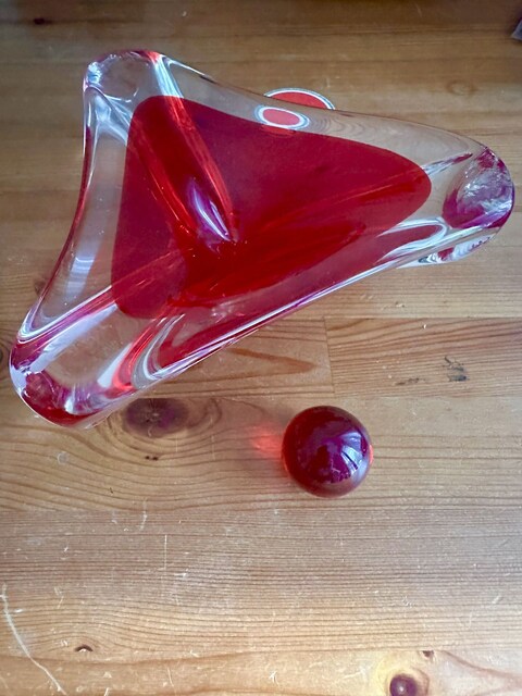 Nadir Dev Boy 1970'ler Murano Cam Kül Tablası - 1855 gr / 23x20 cm