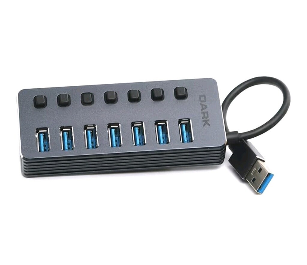 DARK Connect Master 7+1 Hızlı Şarj Adaptörlü USB Hub, USB 3.0 - 2