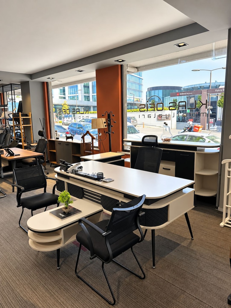 KLAS OFİS ÜSKÜDAR 200x85 cm KUM BEJİ SİYAH YÖNETİCİ TAKIMI - 3