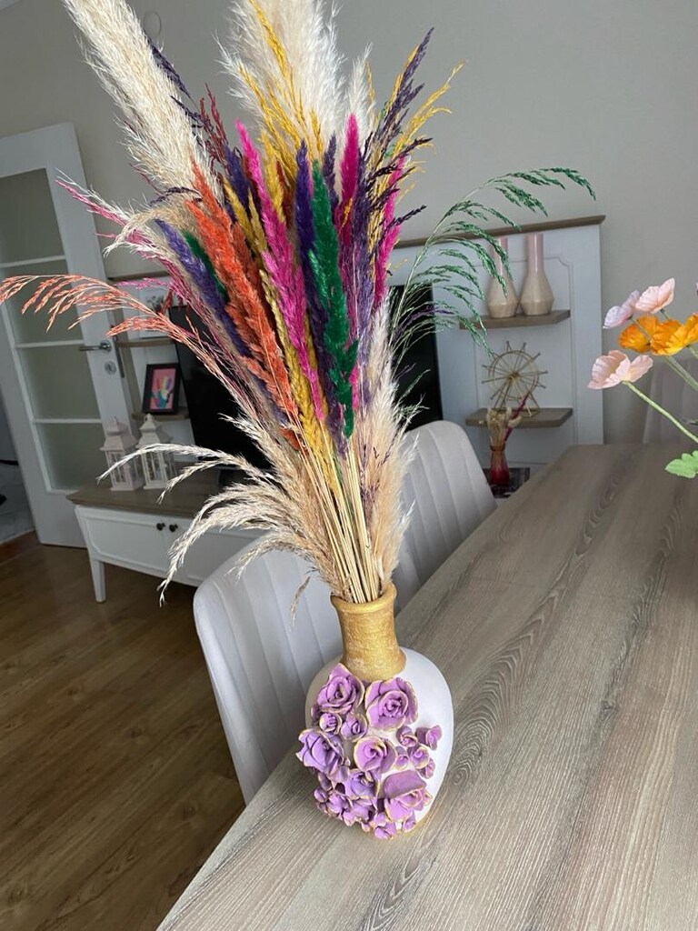 Pampas çiçeği ve vazo - 7