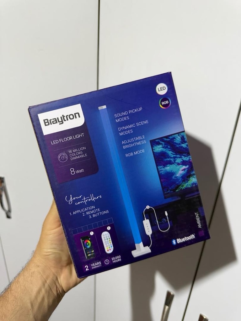 Braytron Led Floor Light 8W Köşe Lambaderi Sese Duyarlı, kumandalı - 8