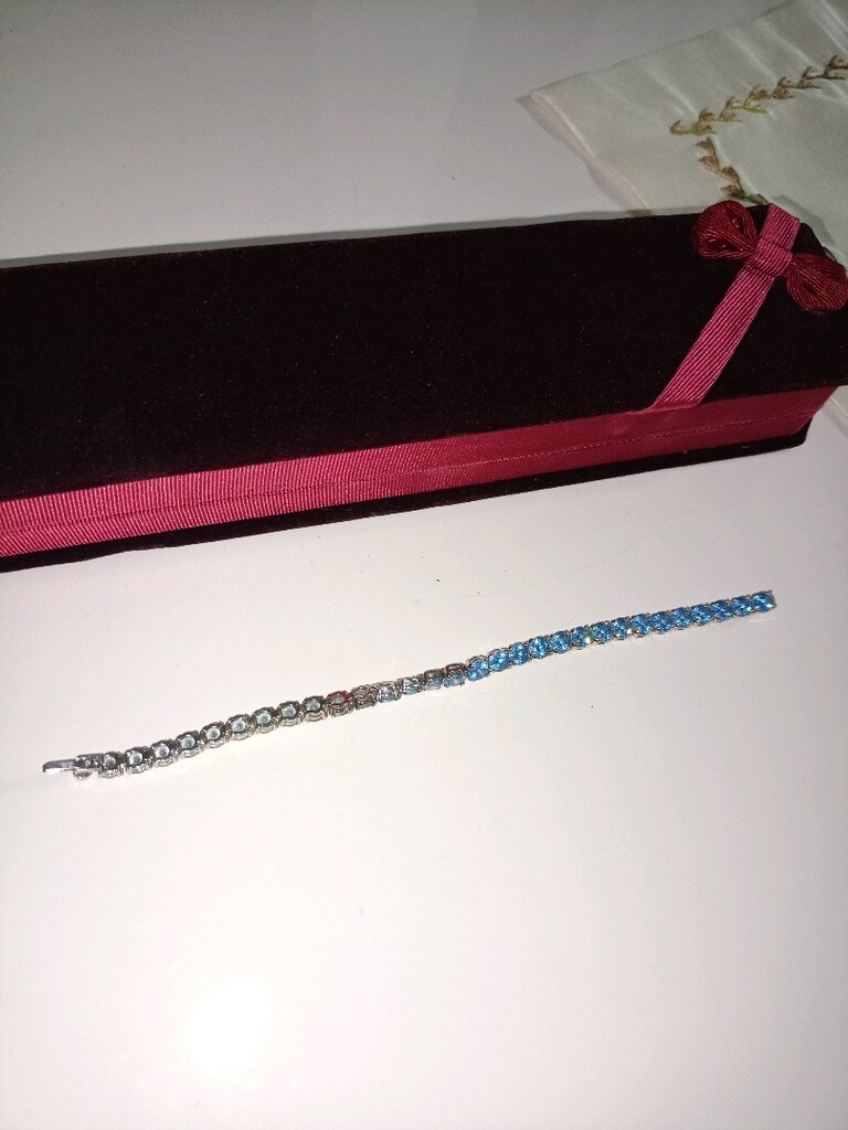 swarovski matrix tennis bileklik yuvarlak kesim mavi - 4