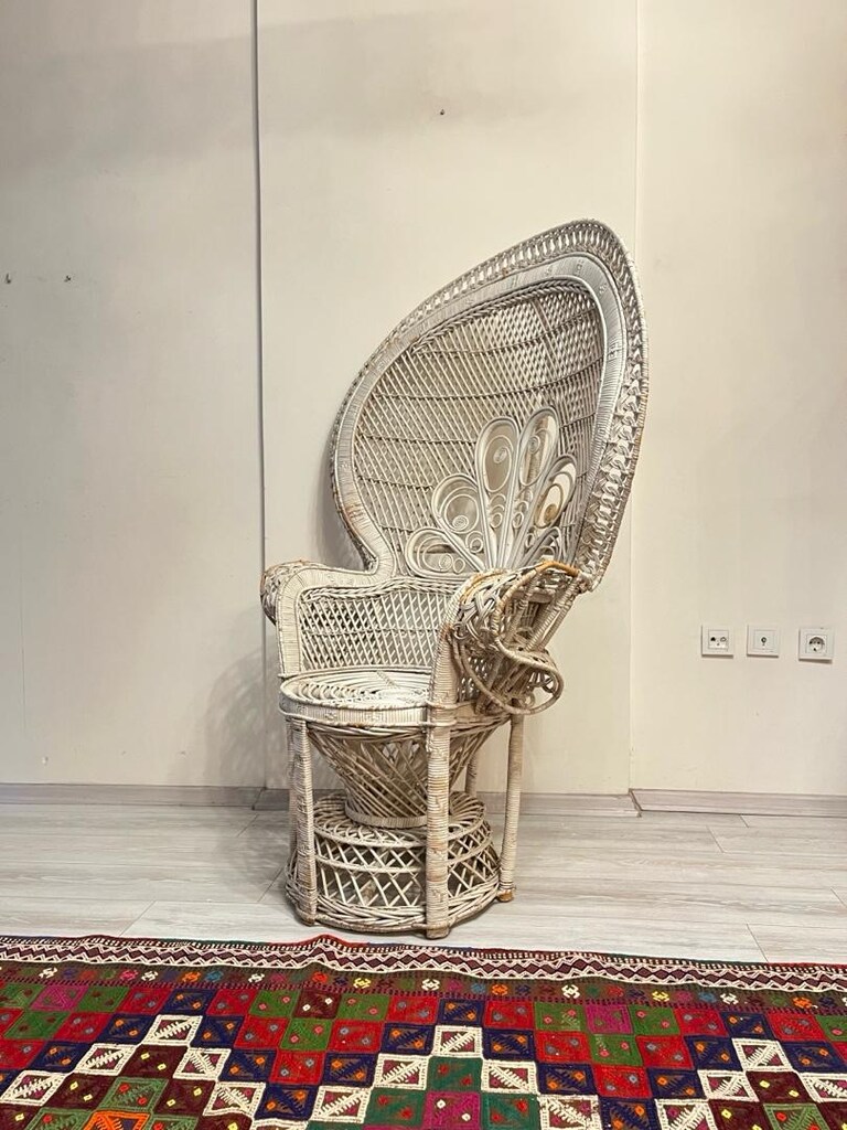 Vintage Emmanuelle Peacock Hasır Koltuk - 12