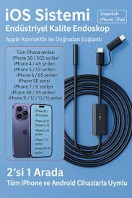 İOS Uyumlu Endoskop Yılan Kamera (Sert Kablo) 7mm 10 M