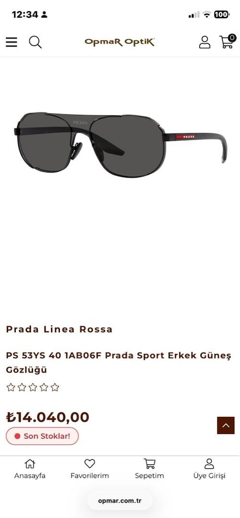 orjinal sıfır prada gözlük