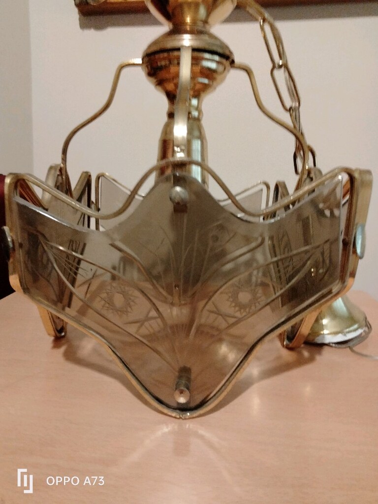 kristal camlı pirinç avize - 5
