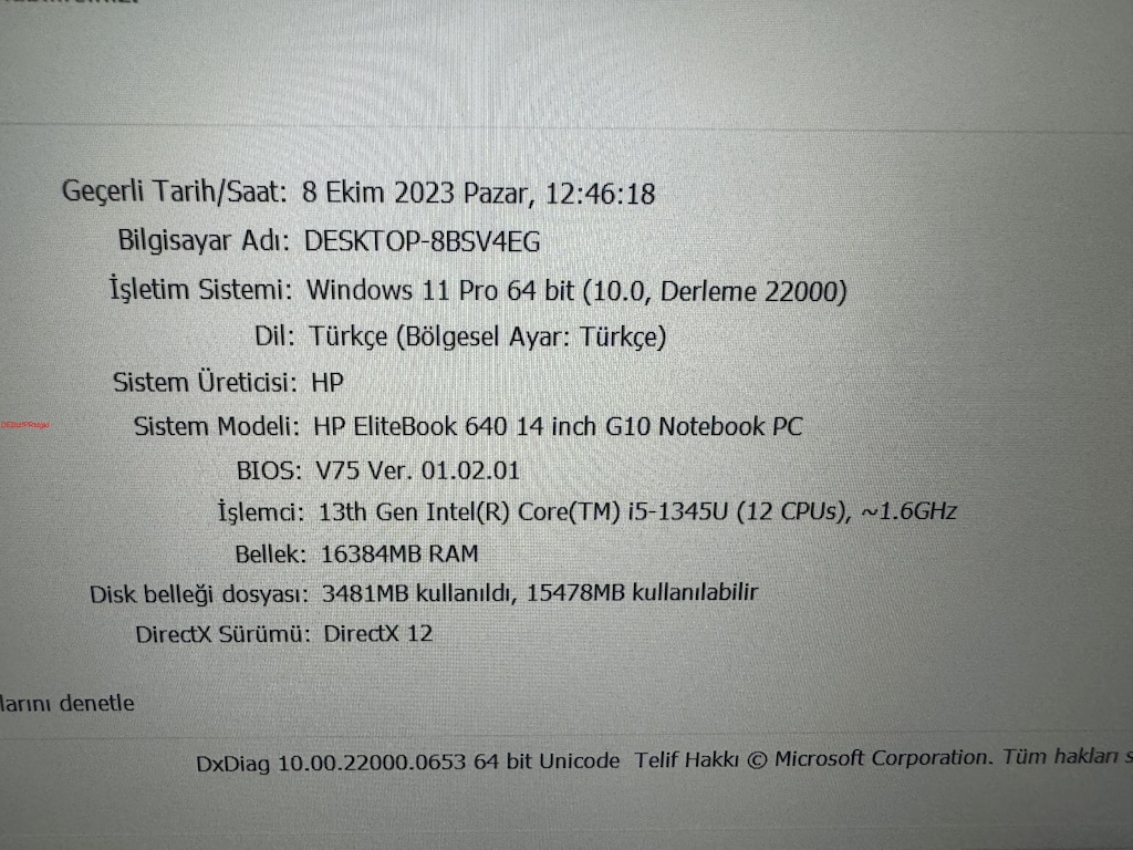 HP İ5 13. NESİL 16 GB RAM 256 M2SSD - 7
