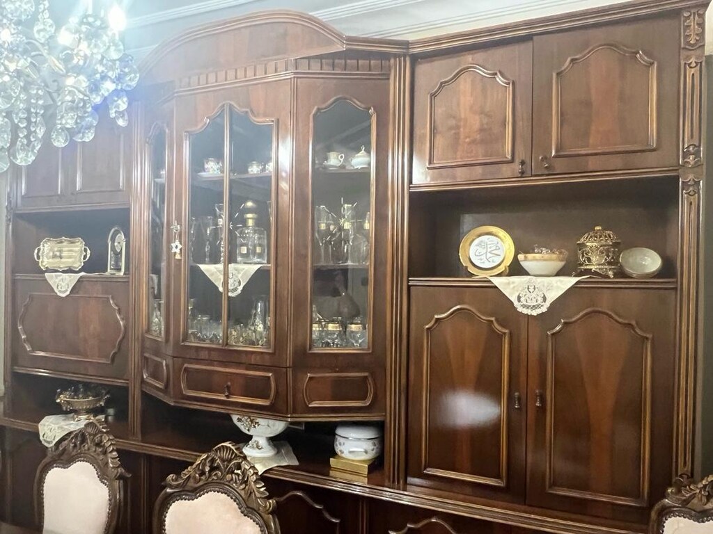 antika vitage vitrin büfe ceviz ağacı mobilya - 2