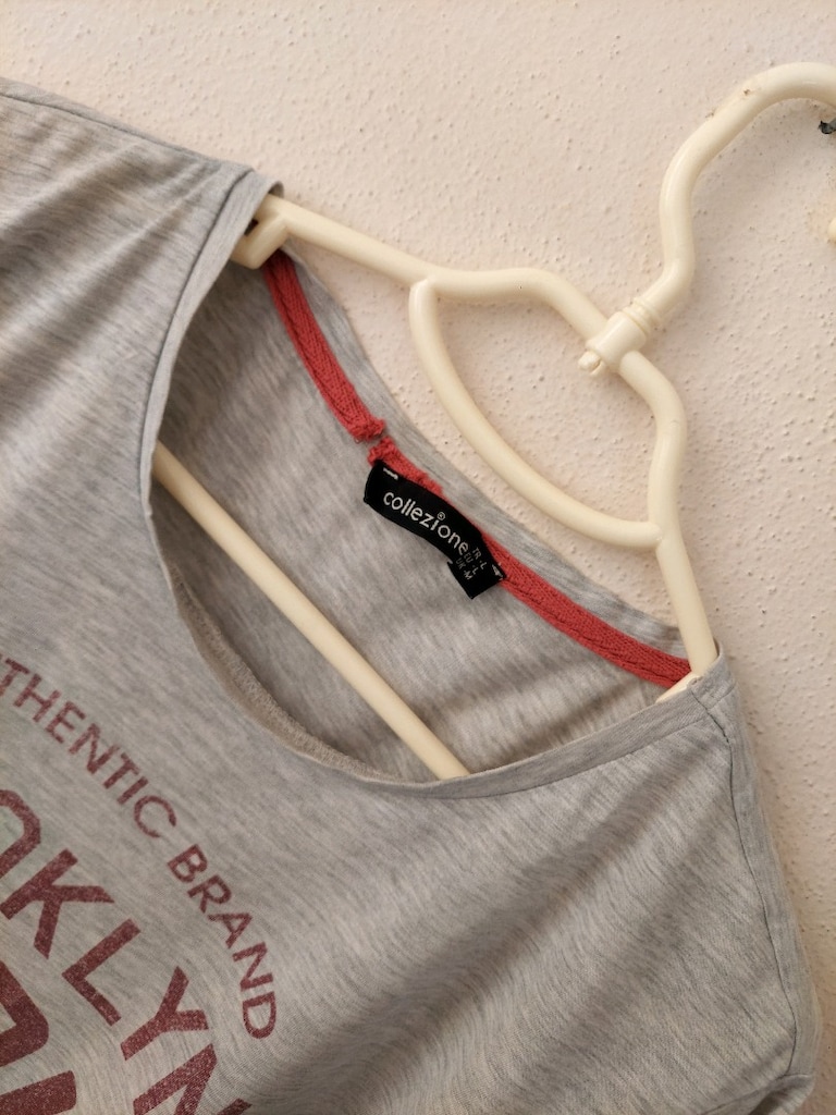 Collezione kadın yazı desen gri tshirt - 2