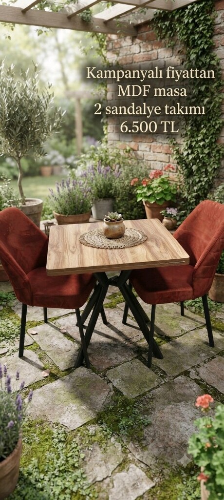 Kampanyalı ürünümüz Sabit MDF masa 2 sandalye takımı - 2