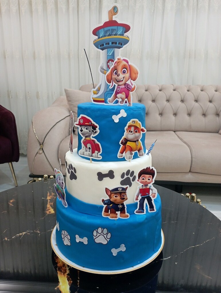 Paw patrol Dogum günü pastası (Şeker hamuru) - 2