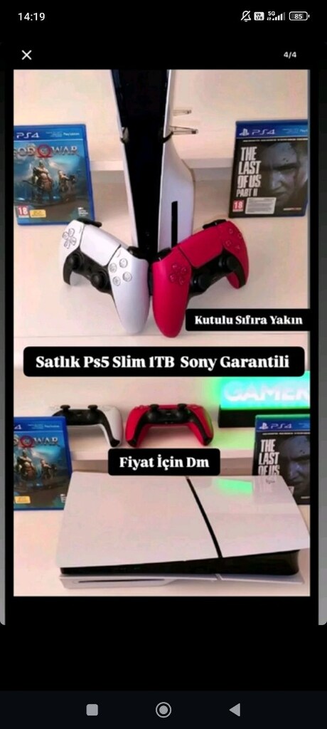 Satılık Ps5 Slim 1 TP Çift Kollu Kutulu Faturali Orjinal