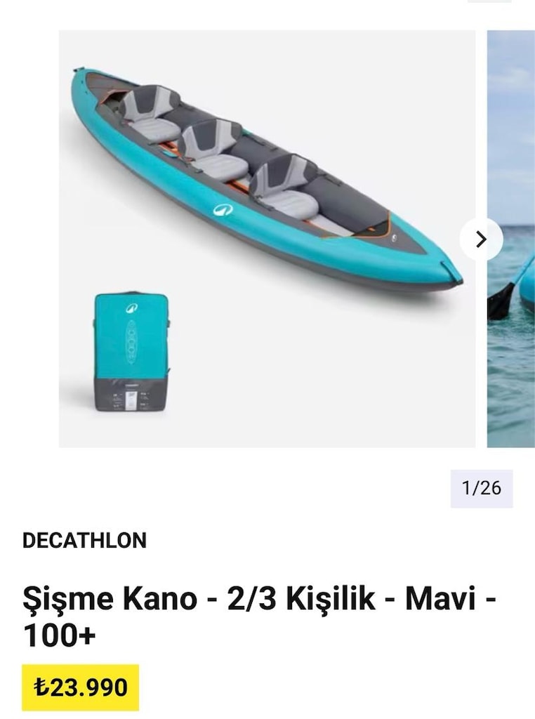 decathlon kano ve tüm ekipmanlar 1 kere kullanıldı