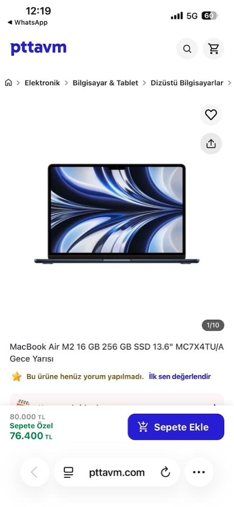 Devir sayisi 9 | Pil sağlığı %100 | Macbook air M2 16 GB 256 GB - 16