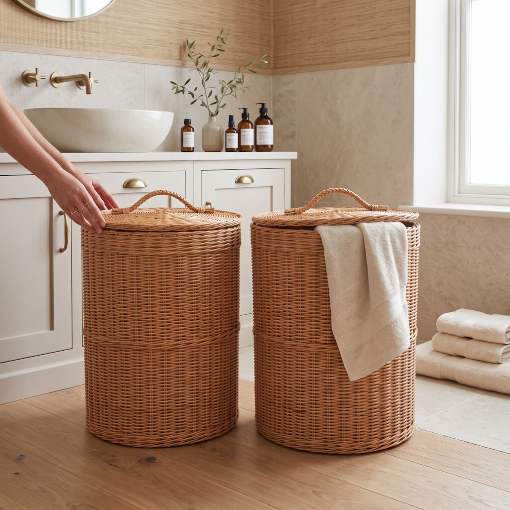 MINTY Kapaklı Rattan Çamaşır ve Organizer Sepet 35-40 cm – Sıfır - 2