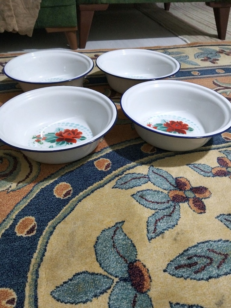 vintage, Avrupa emaye, hamur leğenleri - 3