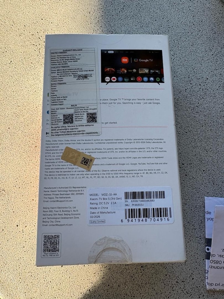 SIFIR Xiaomi Mi Box S 4K Android TV Box 3. Nesil 2 GB - 2