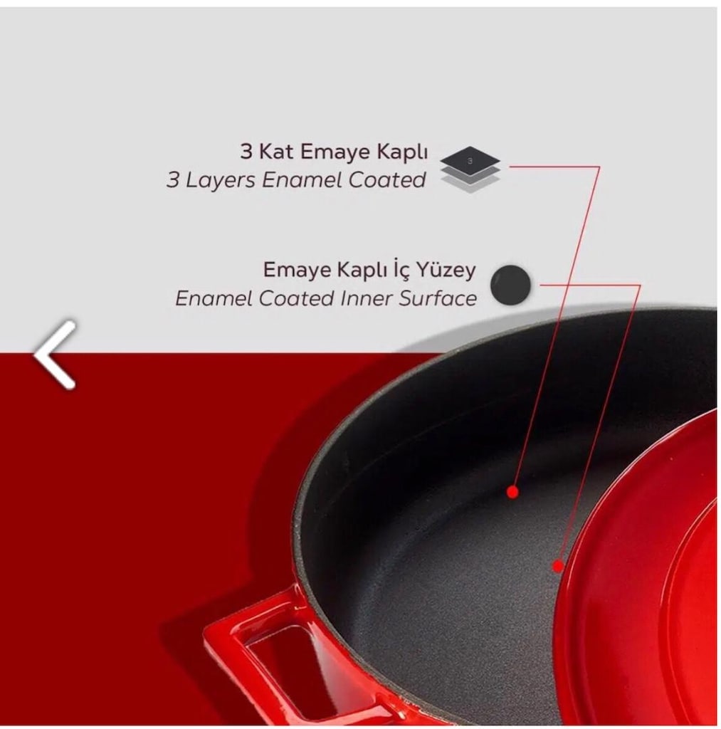 LAVA 28cm çok amaçlı döküm yayvan tencere - 9