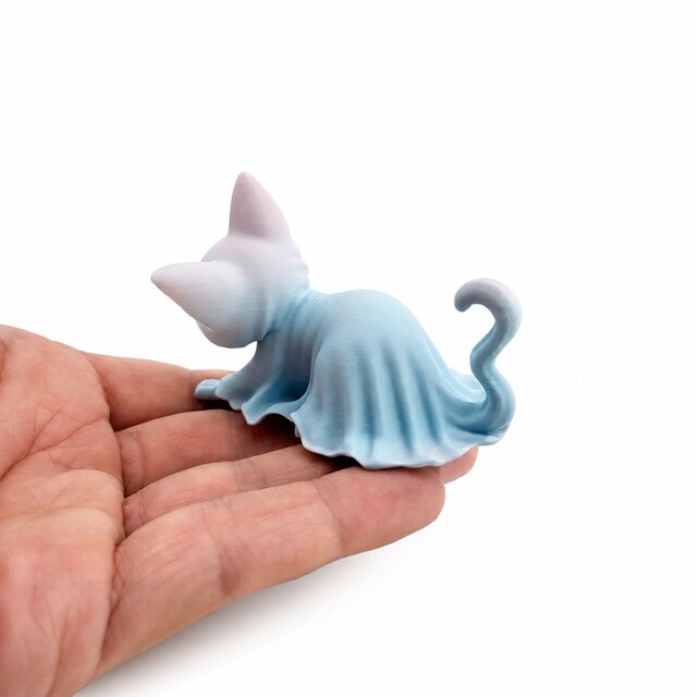 Yapı3D Sevimli Hayalet Kedi Dekoratif Figür Masaüstü Süsü