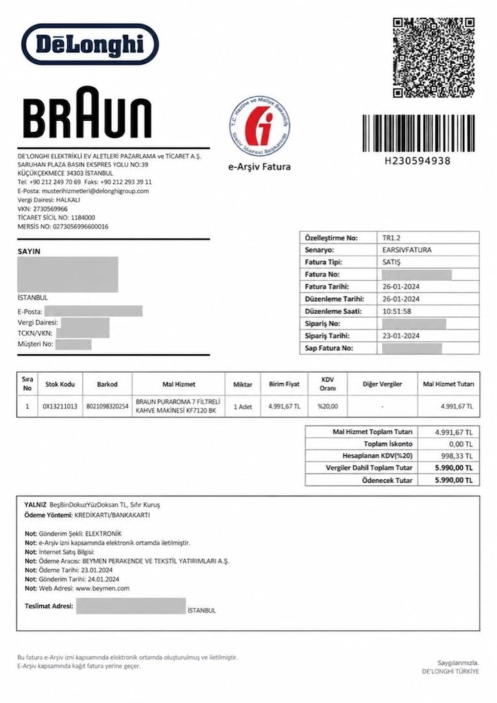 Sıfır Braun PurAroma 7 KF7120BK Kahve Makinesi –Kutusu Açılmamış - 4