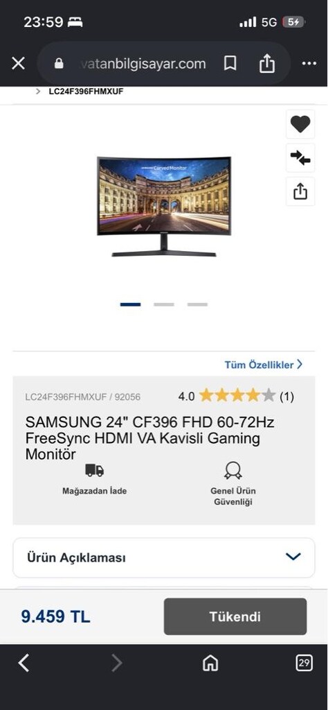 Samsung 24" Curved (Kavisli) Temiz Monitör - Kutulu/Sıfır Ayarında - 5