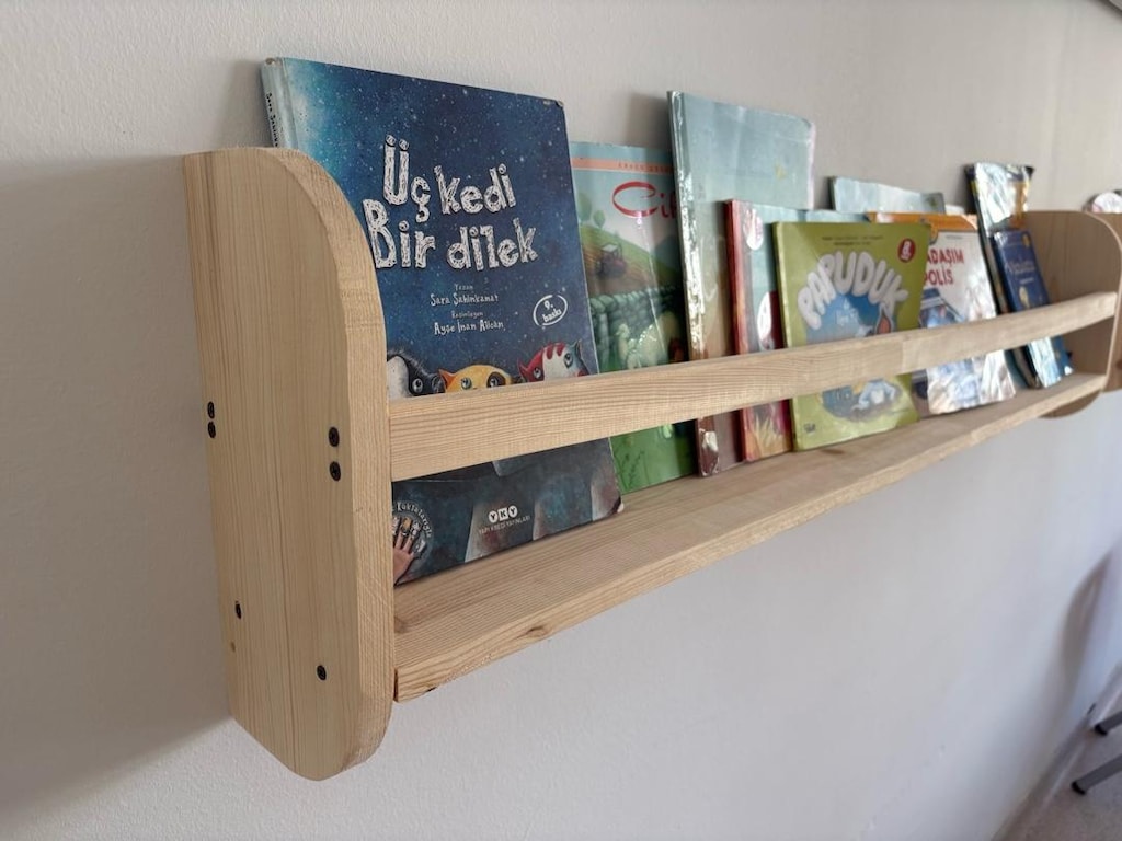 Masif Ahşap Kitap Rafı - 2